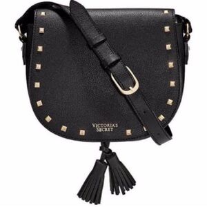 Victoriaâs Secret Gold Studded Black Crossbody Tassel Bag Adjustable Strap